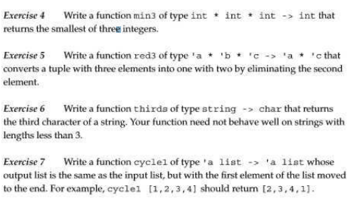 In ML Exercise 4 Write a function min3 of type int *