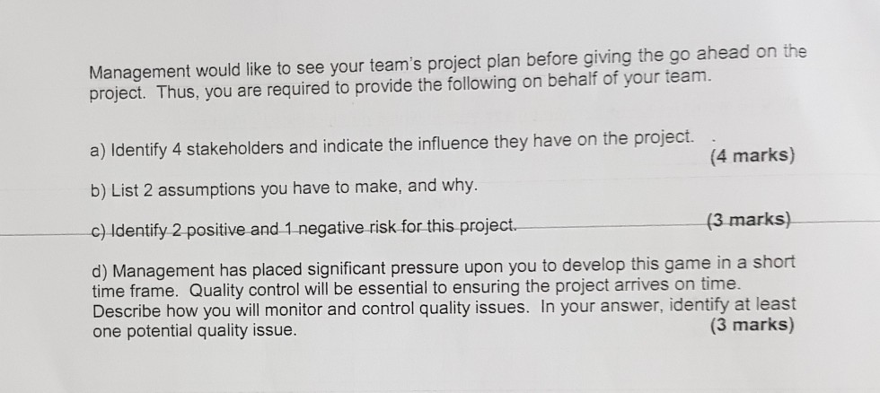 of a small team developing mobile phone applications. Your current project involves