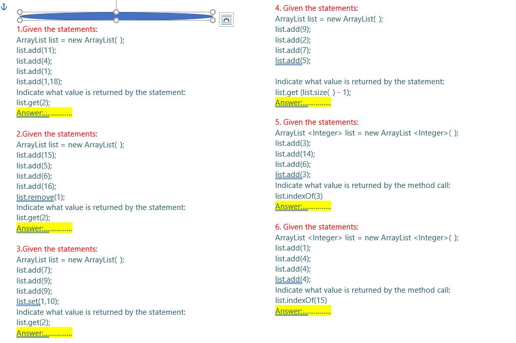  Java Programming. Please answer all questions. Thank you in advance. 4.