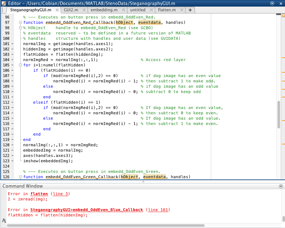 MATLAB: Hello! I'm currently working on a program that will hide an