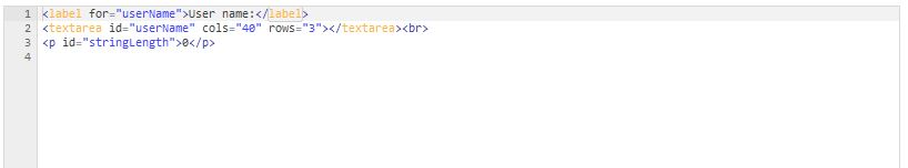 Register the textChanged event handler to handle input changes for the textarea