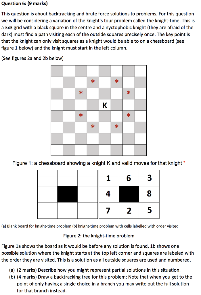 Python 3 Question 6: (9 marks) This question is about backtracking and