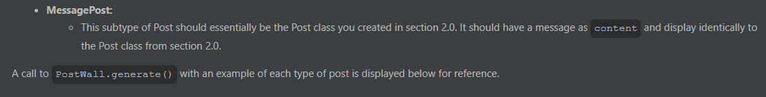 Here is post.java import java.util.Date; public class Post { private String