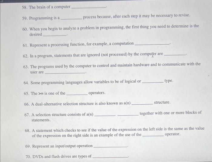 \hline g. logic & h. boolean & i. logical \\ \hline j.