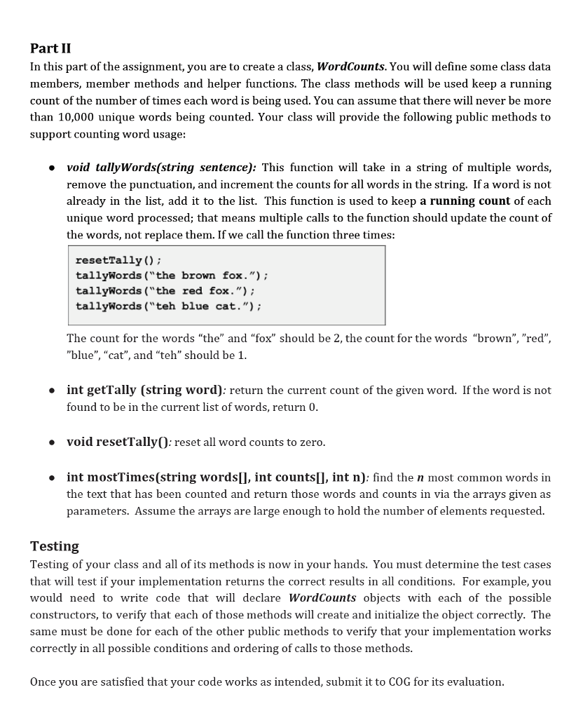 C++ language: Classes: Part 2 Part II In this part of the