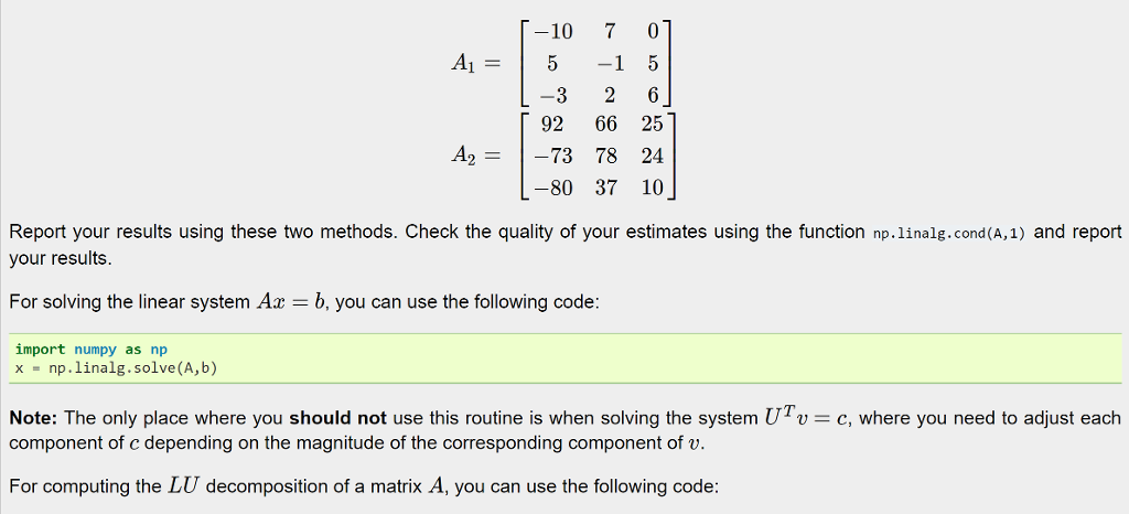 a matrix A using the L1-norm. You will need to compute |Al,