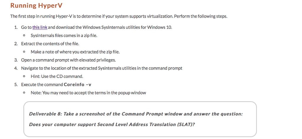 Running HyperV https://docs.microsoft.com/en-us/sysinternals/downloads/sysinternals-suite Running HyperV The first step in running Hyper-V is