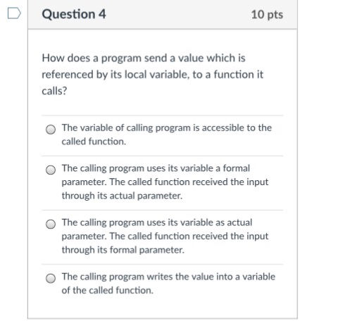 or immutable O Whether the value is sent to the called function