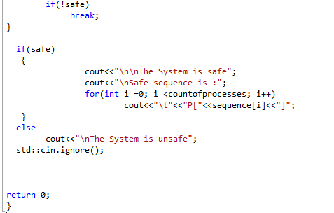 int main int instances [5] count, sequence [10] safe, s 0,j,completed; int