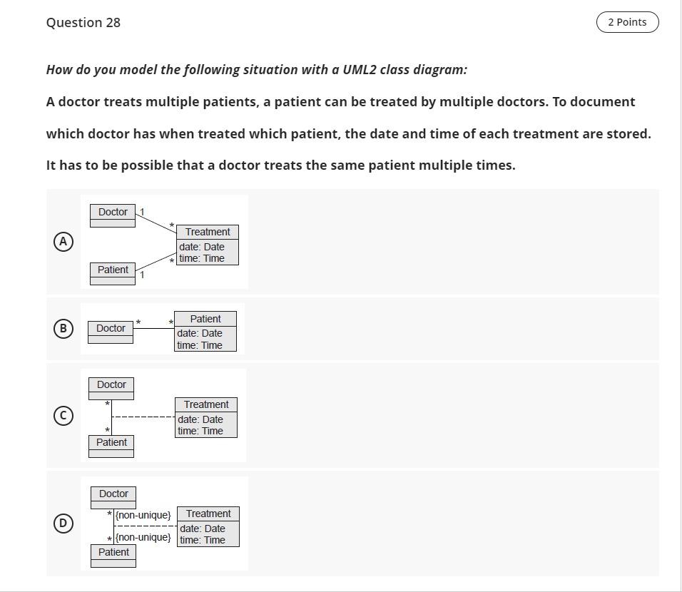 Question 28 2 Points How do you model the following situation