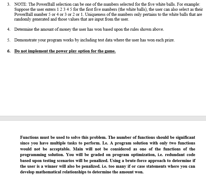 playing the lottery game PowerBall. The rules for PowerBall can be found