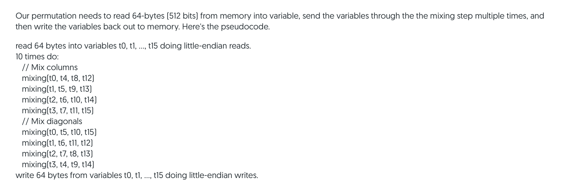 Using C Language Our permutation needs to read 64-bytes (512 bits) from