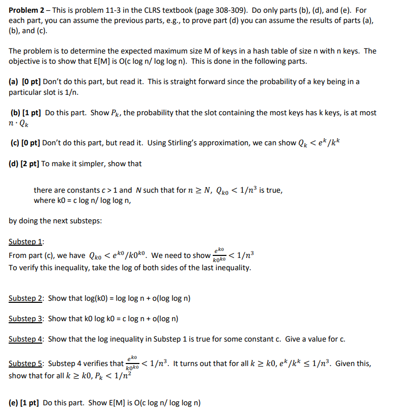  Problem 2 - This is problem 11-3 in the CLRS textbook