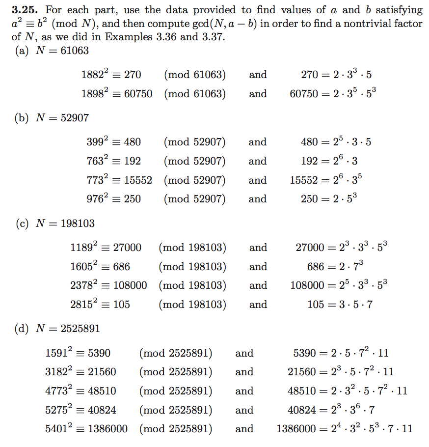 work. For each part, use the data provided to find values of