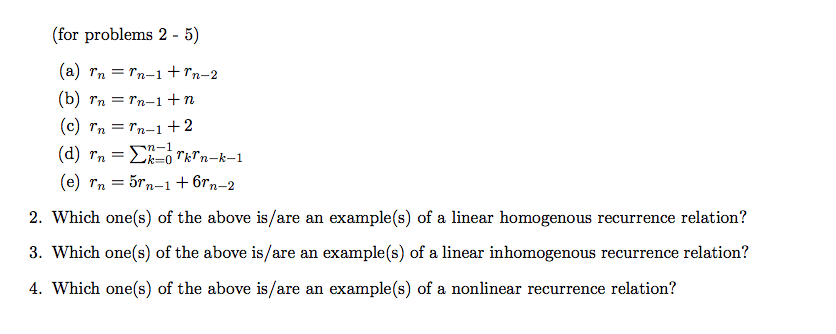 Discrete Structure Question 2 (a) r_n = r_n-1 + r_n-2 (b) r_n