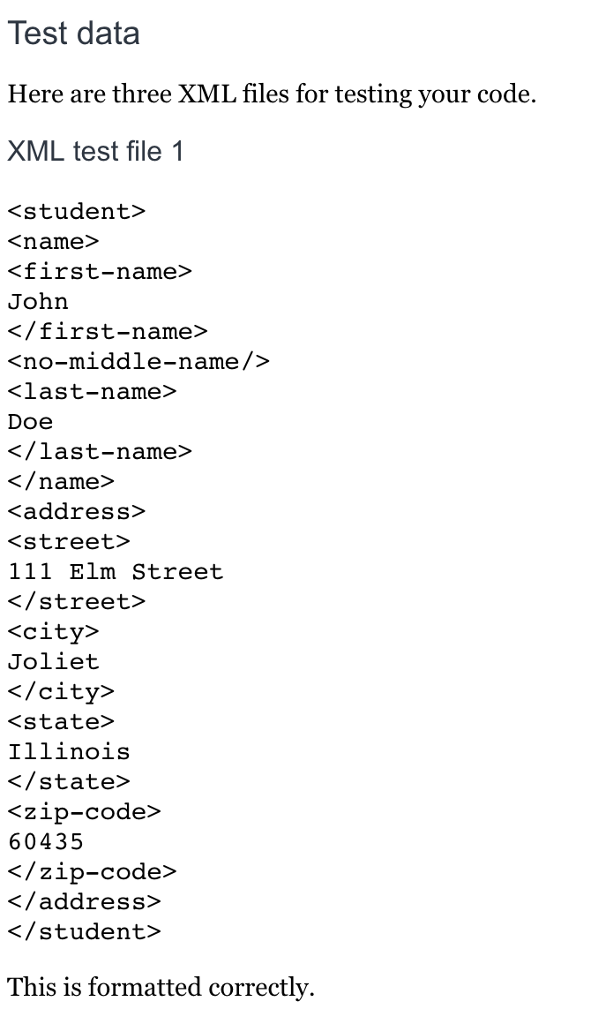 You are going to develop a program named ParseXML to parse XML