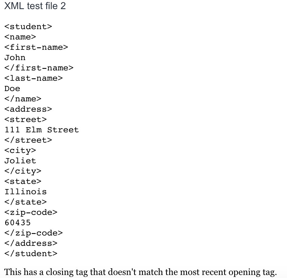 files. This means that your program will determine whether an input XML
