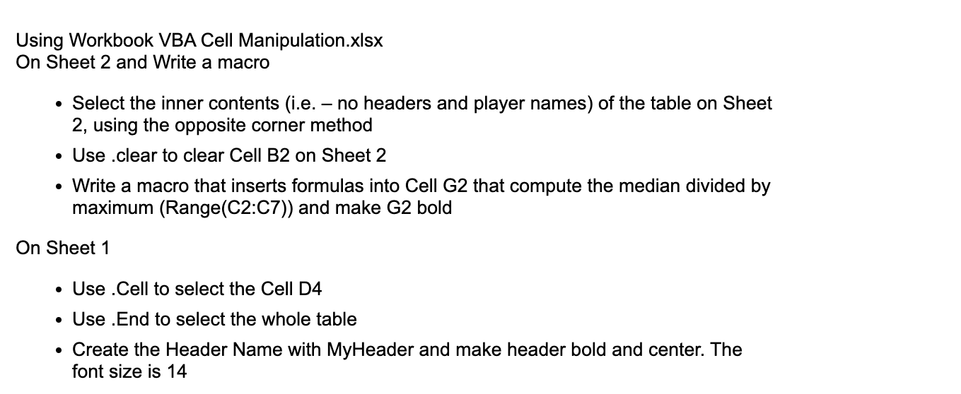 Using Workbook VBA Cell Manipulation.xlsx On Sheet 2 and Write a