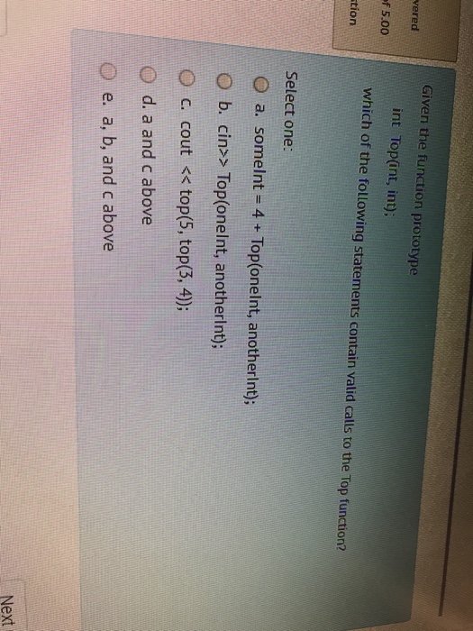 function prototype for GetNums? lag question Select one: O a. void GetNums(int