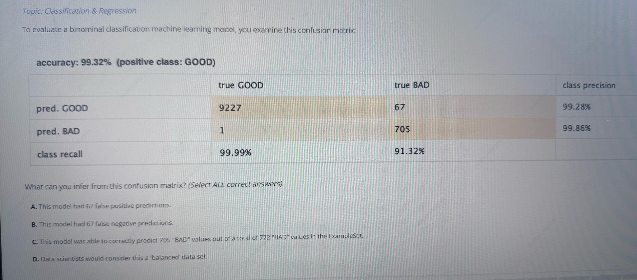  Topic: Classification & Regression To evaluate a binominal classification machine learning