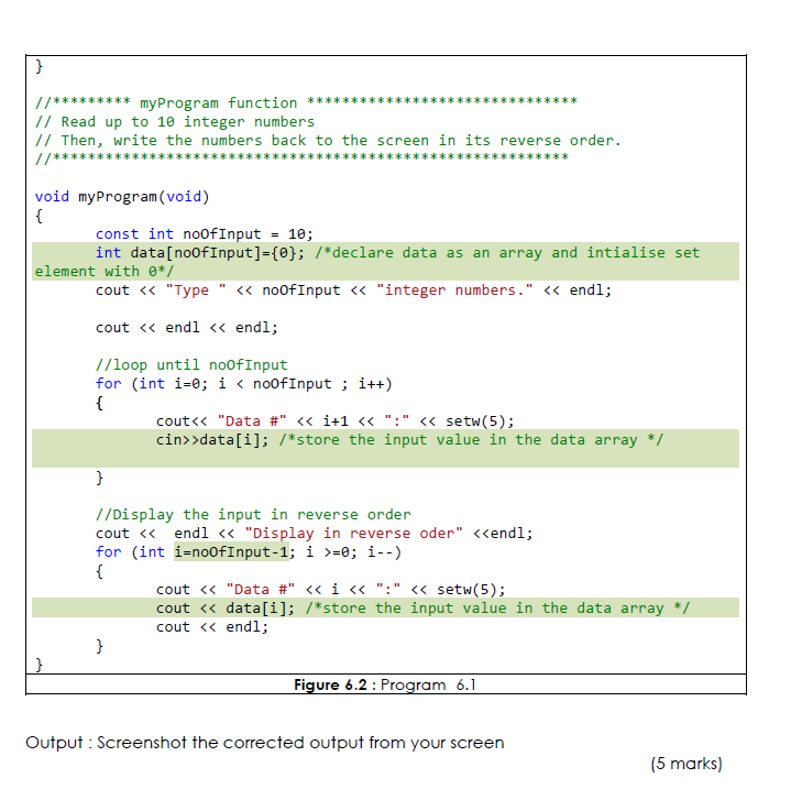for input. The program will produce the following output as shown in
