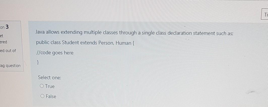 java TI on 3 Java allows extending multiple classes through a single