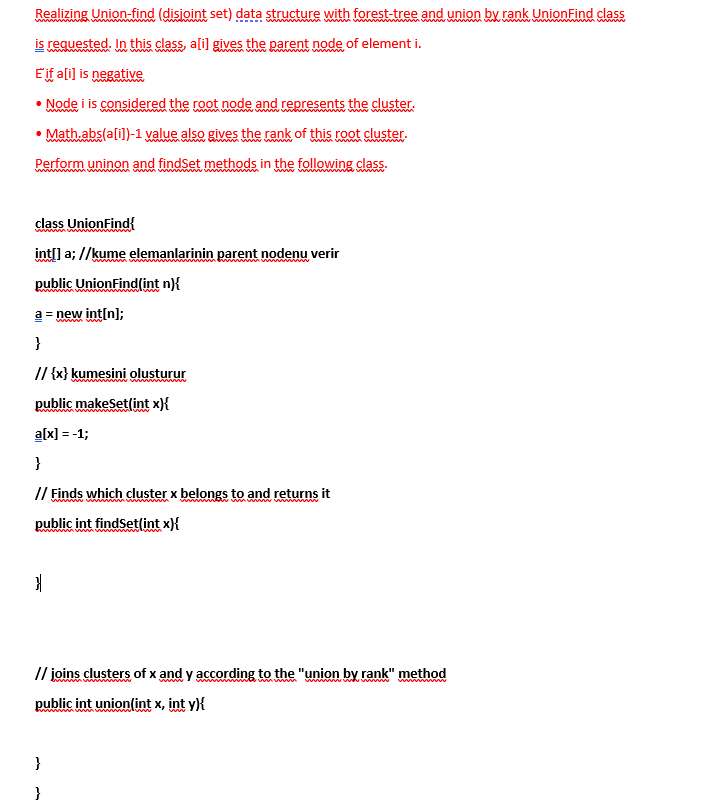 Performing Union-find (disjoint set) data structure with forest-tree and union by rank
