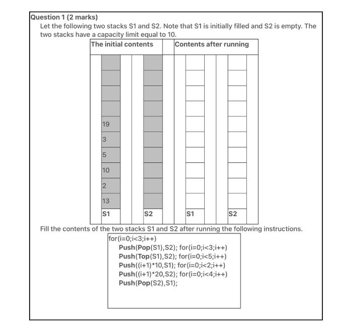 ***** JAVA CODE ***** Question 1 (2 marks) Let the following two