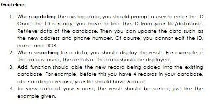 system manages to dynamically input record/data into the database. The data from