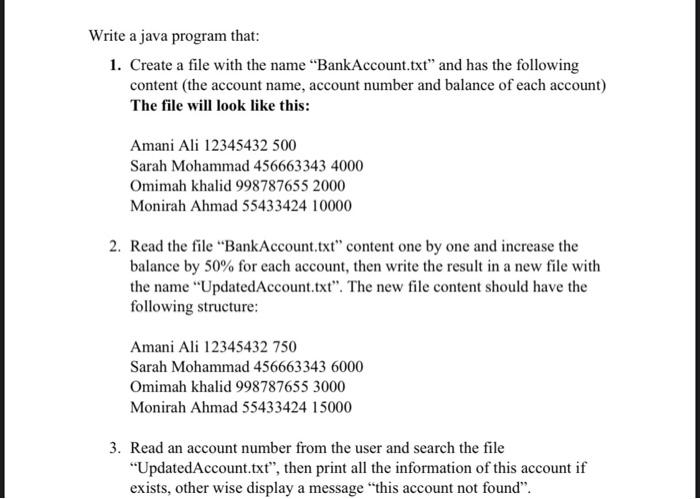 Please help me with the solution Write a java program that: 1.