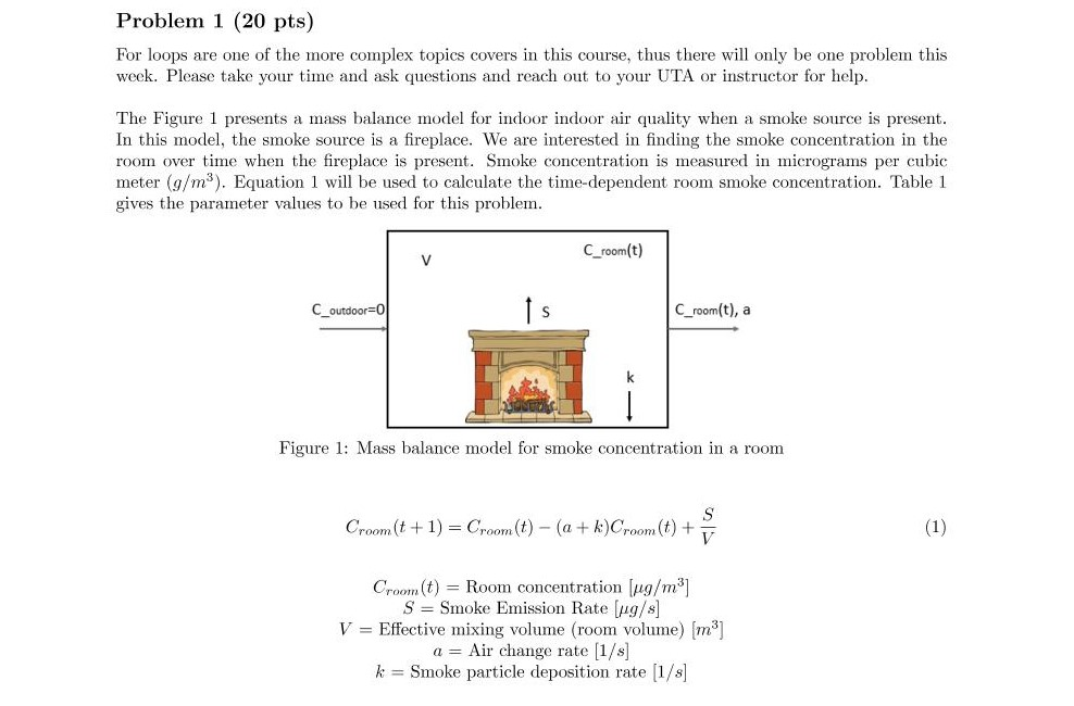 Help with MatLab HW problem using for loops Problem 1 (20 pts)