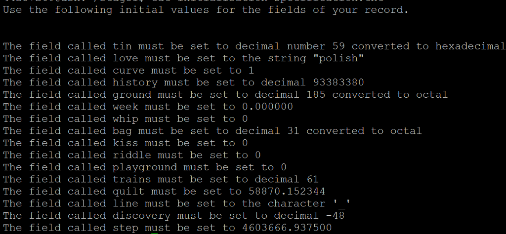 in a known format, storing the information into instances of a C