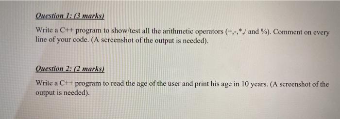 using online GDB with c++ language Question 1: (3 marks) Write