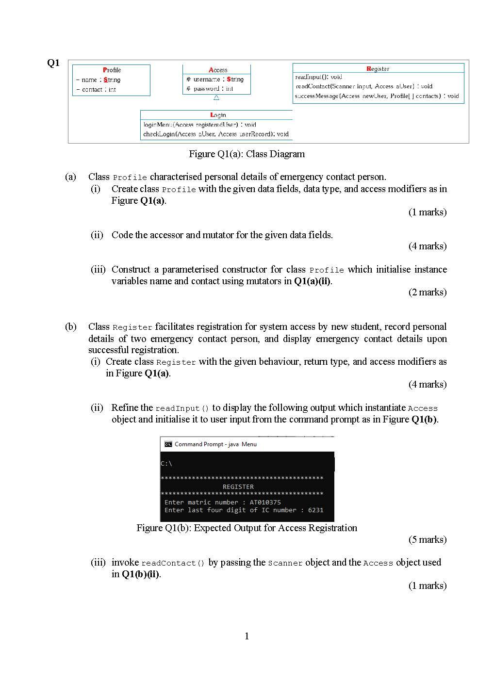 The question involves object oriented programming or Java programming. The compiler used