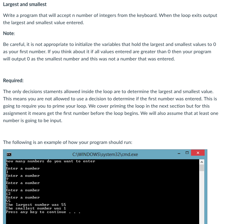 In C++, Largest and smallest Write a program that will accept n