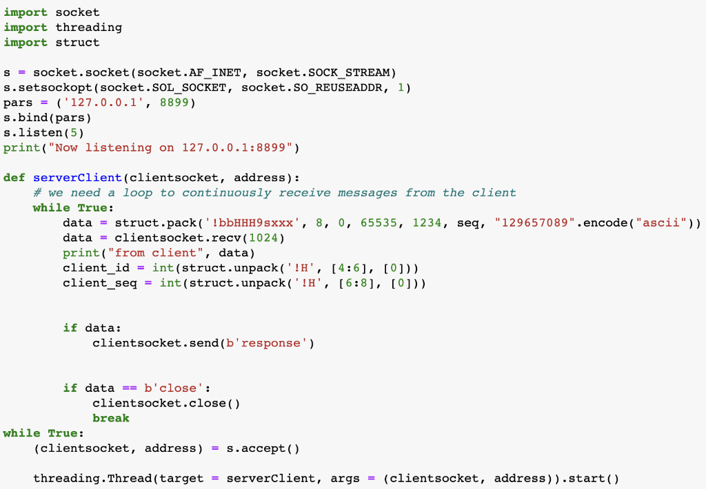 server runs at TCP port 8899 - The echo server can serve