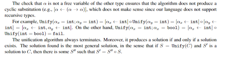 int ; = int > bool Solve those constraints by the unification
