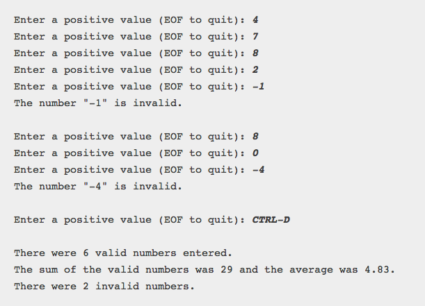 This project deals with EOF-based loops, using the while construct where we