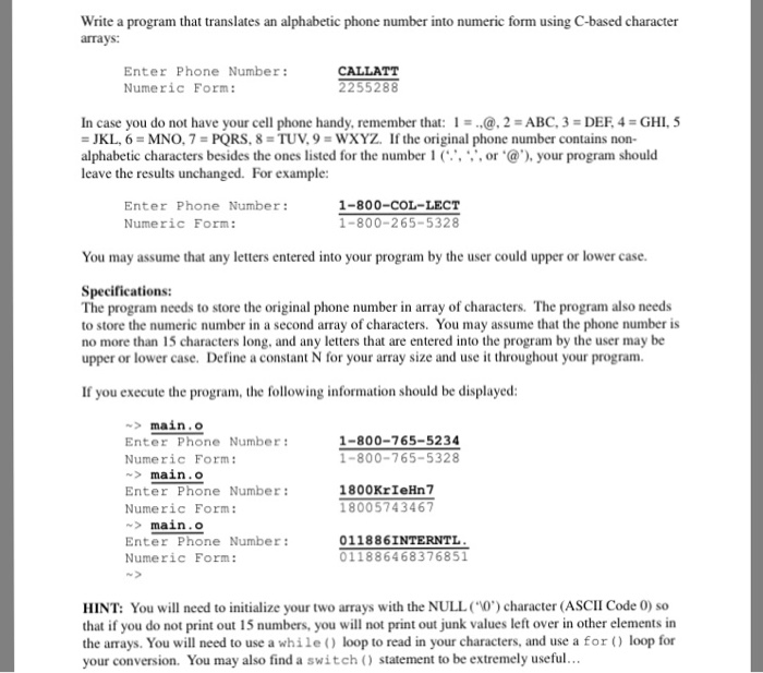  C++ please Write a program that translates an alphabetic phone number