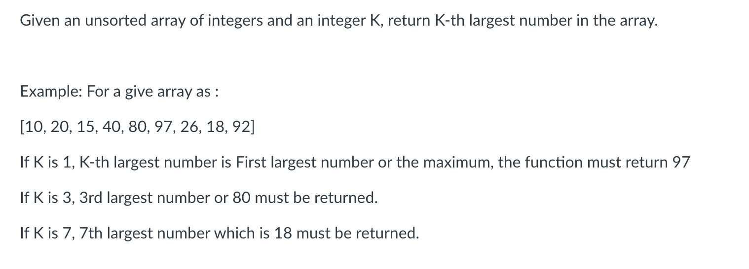  JAVA PROGRAMMING LANGUAGE Given an unsorted array of integers and an