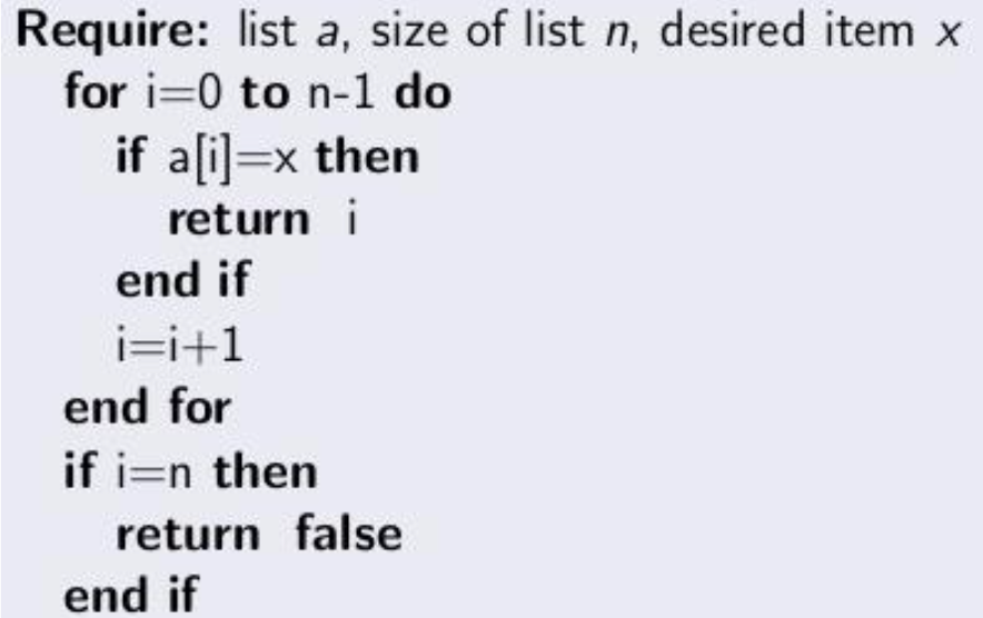  Analysis of the linear search algorithm: The count must be performed