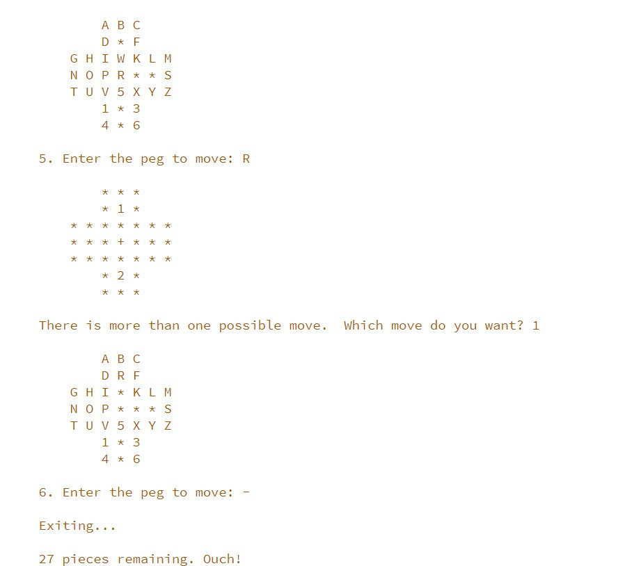 peg jumping over another peg into an empty spot, where the jumped