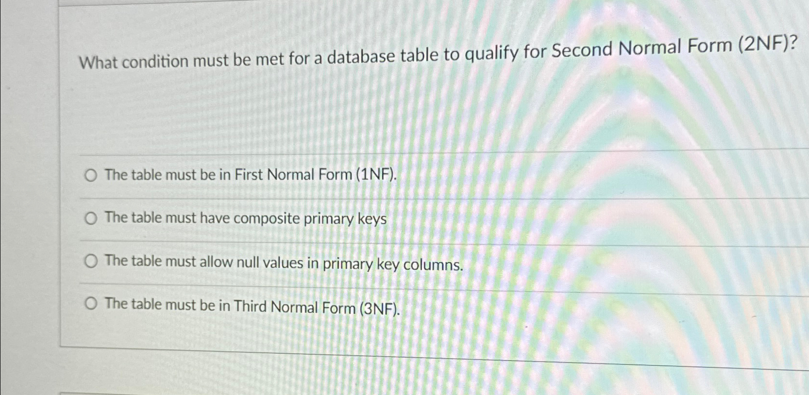  What condition must be met for a database table to qualify