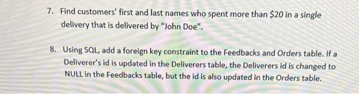 delivery database Tables. Customers make orders from grocery stores delivered by a