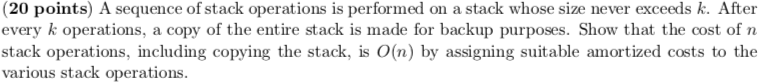 (20 points) A sequence of stack operations is performed on a