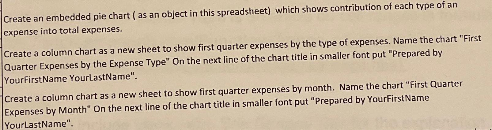  Create an embedded pie chart ( as an object in this