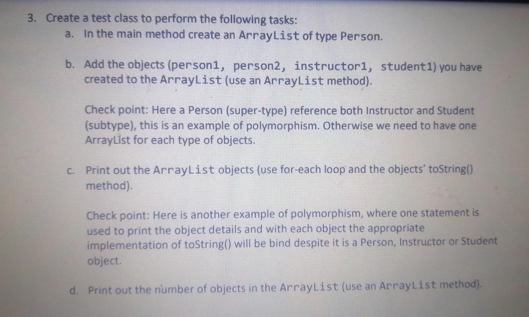 class Person and subclasses Student and Instructor using your idea obtained in