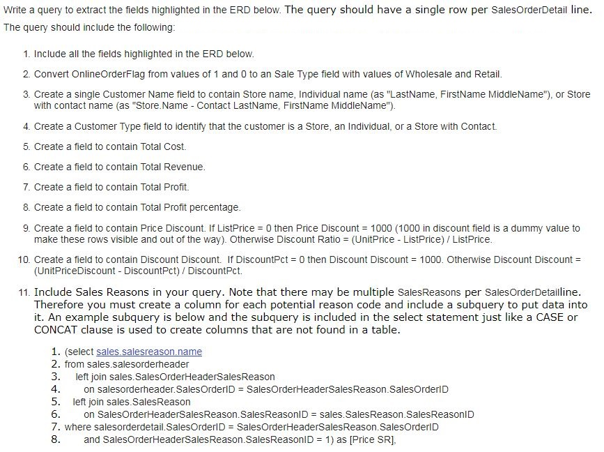 I need to create an SQL query using the AdventureWorks Database. Posted