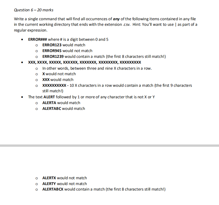 Please use Unix shell commands to answer the question use grep ......