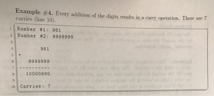 adds two numbers and counts the number of carry operations. You will